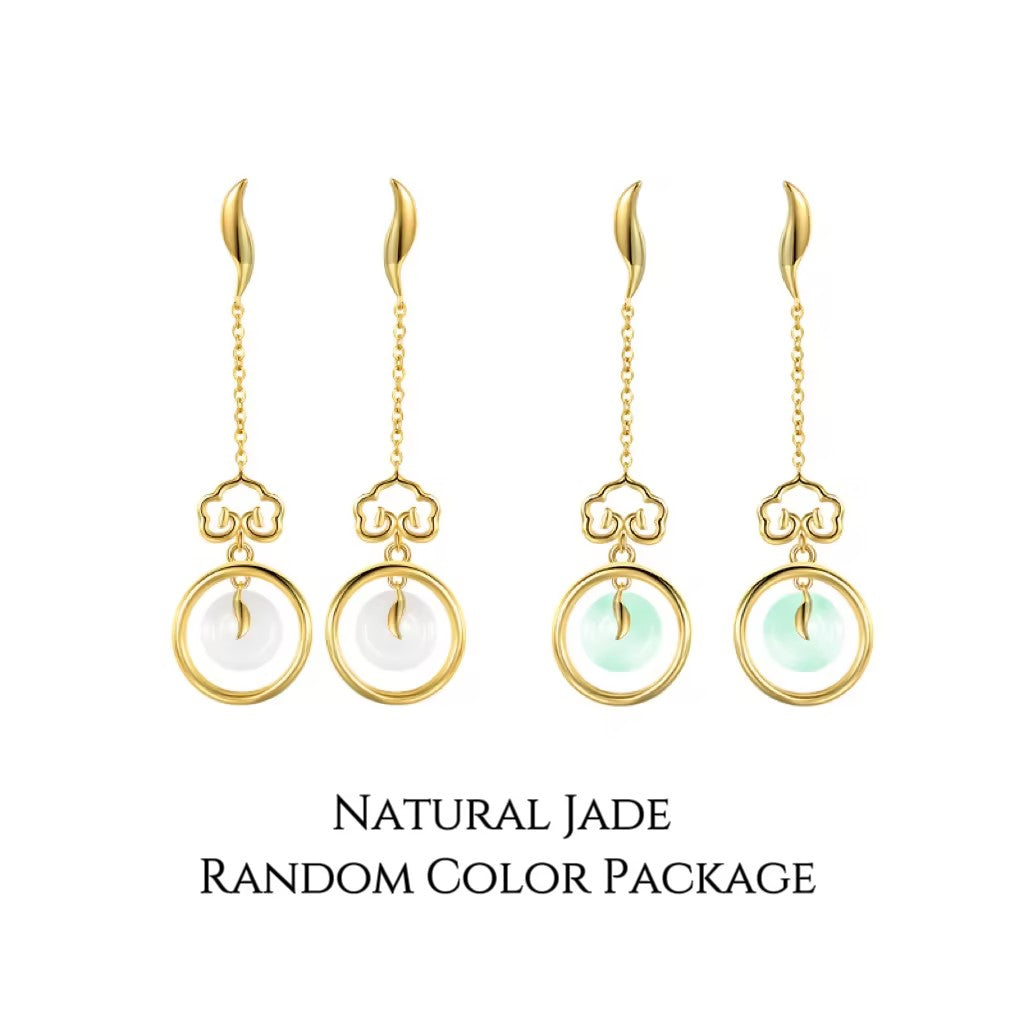 Neo™  Chinese Jade Dangling Earings S925 Vermeil Earings