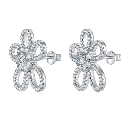 Golston™ 1ct Big Five-leaved flower Mosan Diamond Earrings, S925 Sliver*