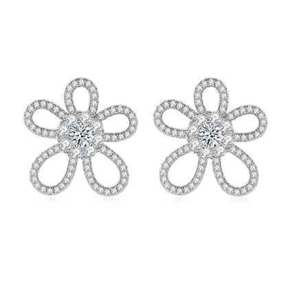 Golston™ 1ct Big Five-leaved flower Mosan Diamond Earrings, S925 Sliver*