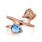 Cunning Muse Luxury White Fox Birth Ring With 14K Rose Gold Vermeil & Crystal