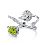 Cunning Muse Luxury White Fox Birth Ring With 14K Rose Gold Vermeil & Crystal