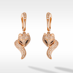 Vulpine Whisper 18K Gold Plated Sterling Silver White Fox Luxe Pavé Dangle Drop Earrings