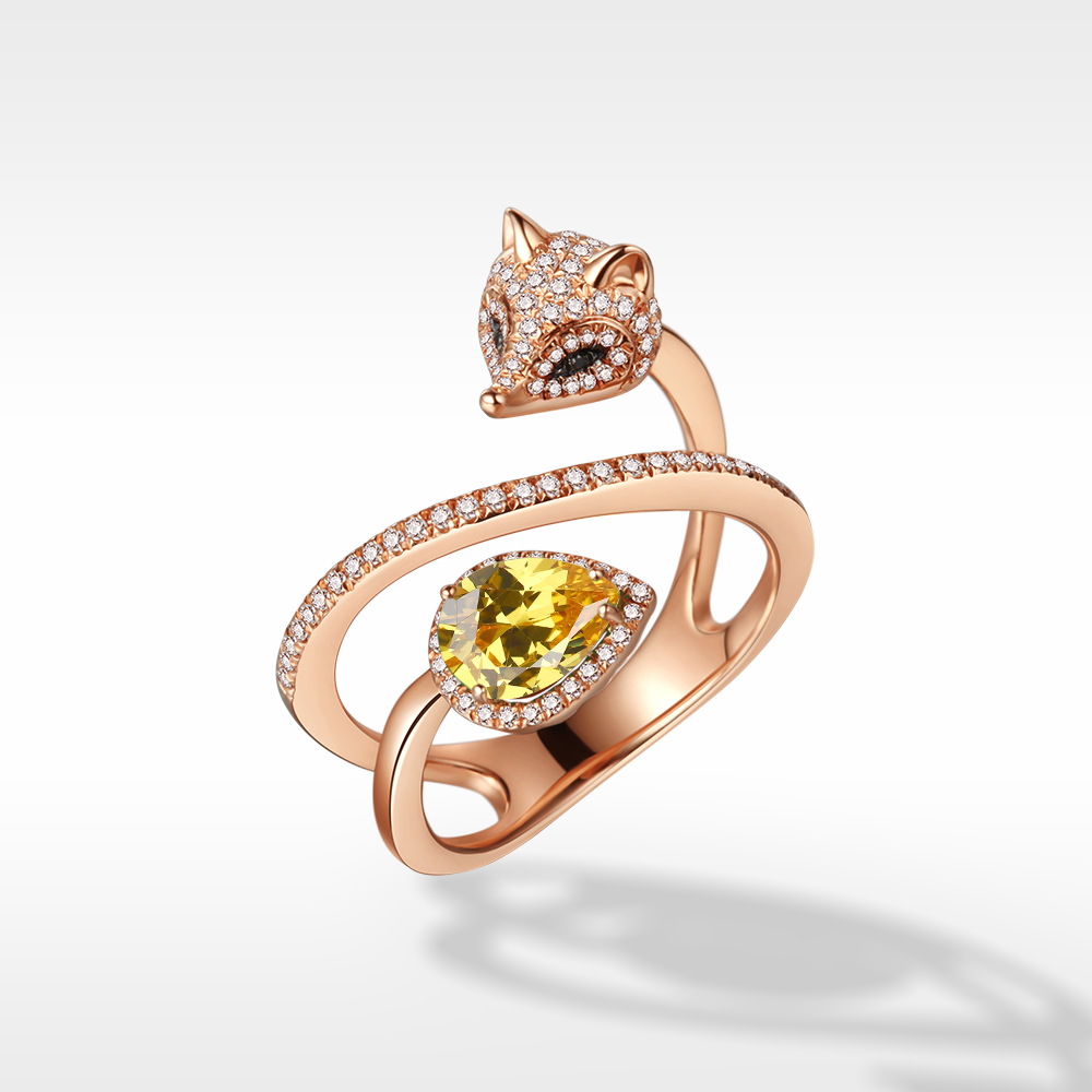 White Fox Drop-Shaped November Birthstone Ring
