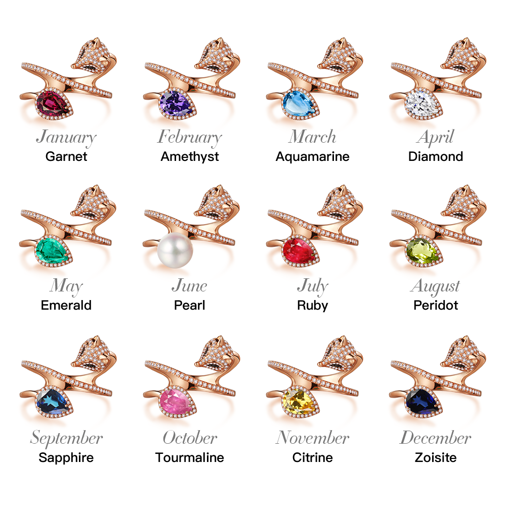 White Fox Drop-Shaped October Birthstone Ring