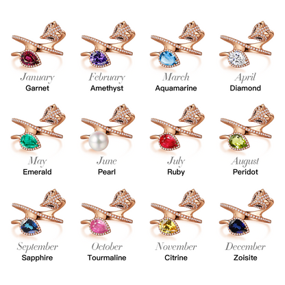 White Fox Drop-Shaped October Birthstone Ring