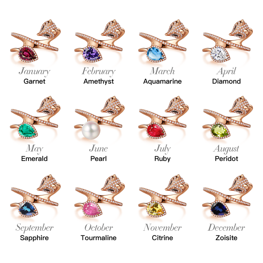 White Fox Drop-Shaped July Birthstone Ring