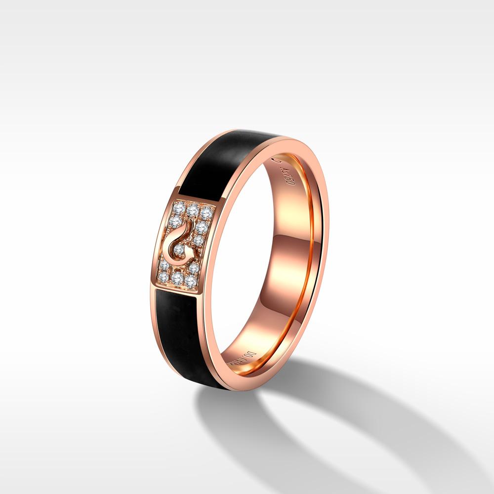 Golston Eng™ 18K Gold & Diamond Black Enamel Ring