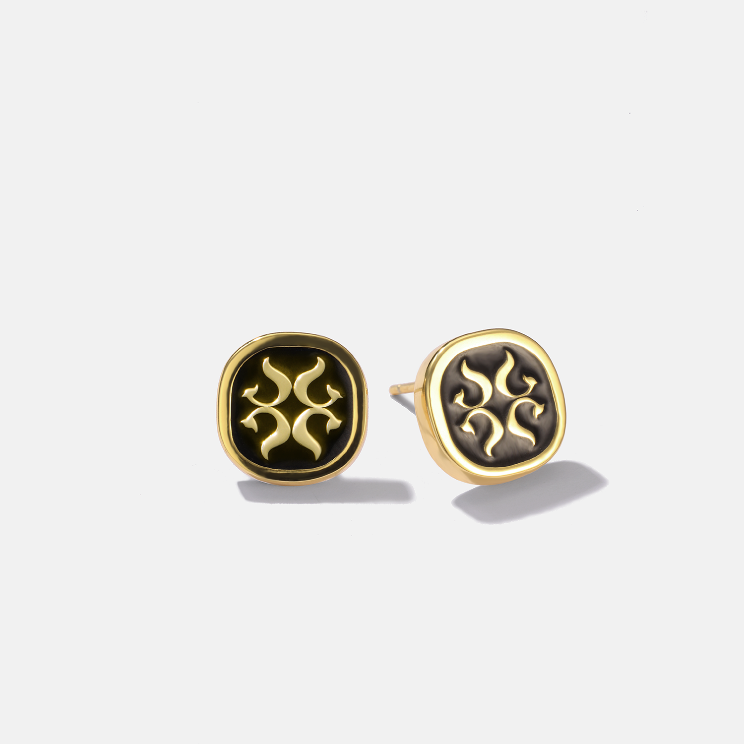 Vulpine Whisper 18K Gold Plated Sterling Silver Enamel Stud Earrings