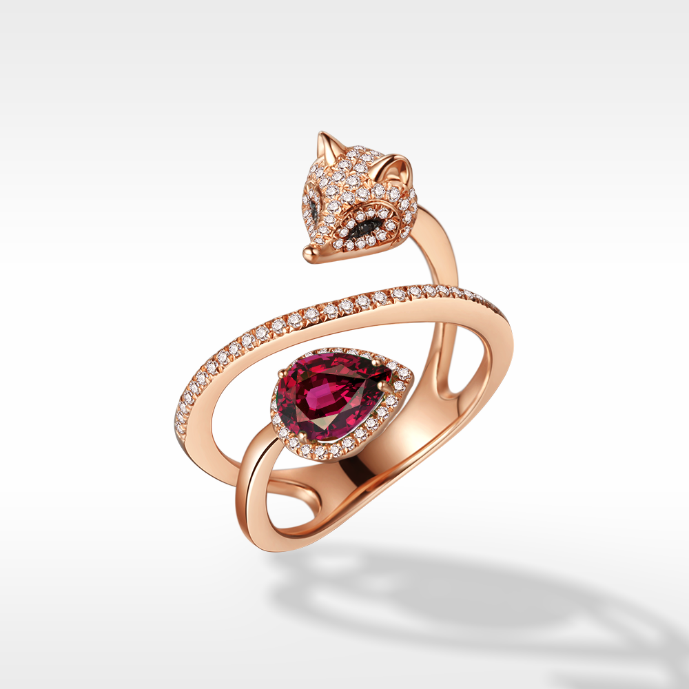 White Fox Drop-Shaped January Birthstone Ring