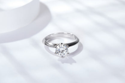 Golston™ Classic Six-prong S925 Silver Moissanite Diamond Ring, 2mm Wide*