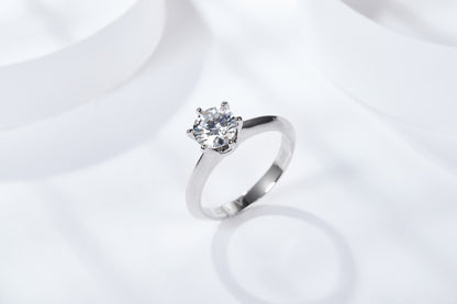 Golston™ Classic Six-prong S925 Silver Moissanite Diamond Ring, 2mm Wide*