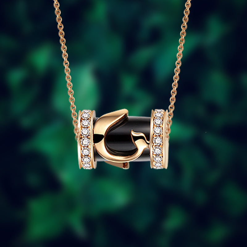 Golston Eng™ 18K Rose Gold Black Onyx Necklace