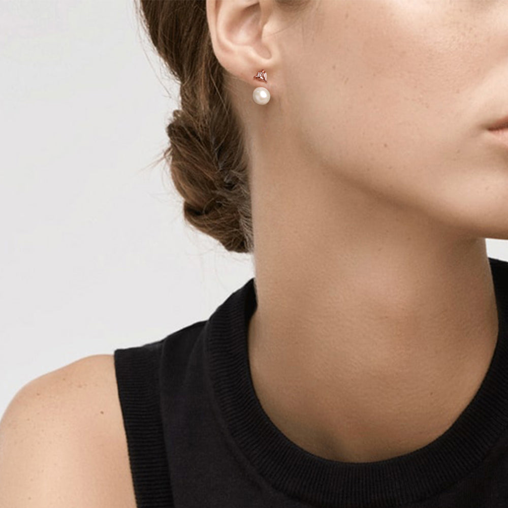 Golston Muse™ White Fox 14K Rose Gold Vermeil Rose Pearl Stud Earings