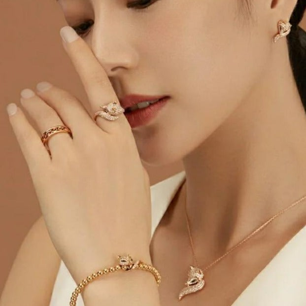 Golston Muse™ White Fox 14K Rose Gold Vermeil Ring