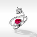 Cunning Muse Fox 18K Gold Plated Sterling Silver Wrap Around Fox Head Ring with Customizable Birthstone