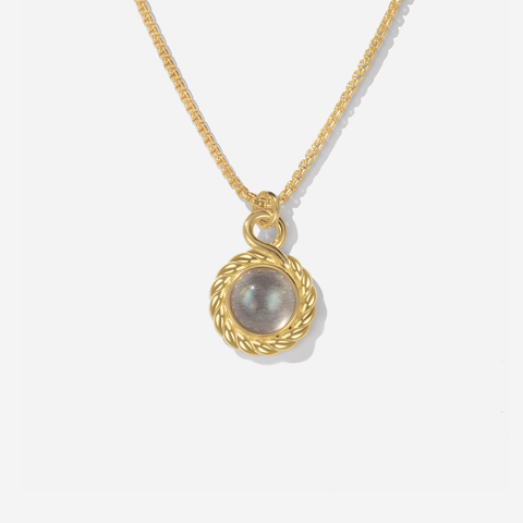 Braided Foxtail Pendant Necklace 14K Gold Vermeil