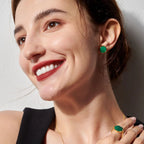 Vulpine Whisper 18K Gold Plated Sterling Silver Natural Malachite Petite Disc Stud Earrings
