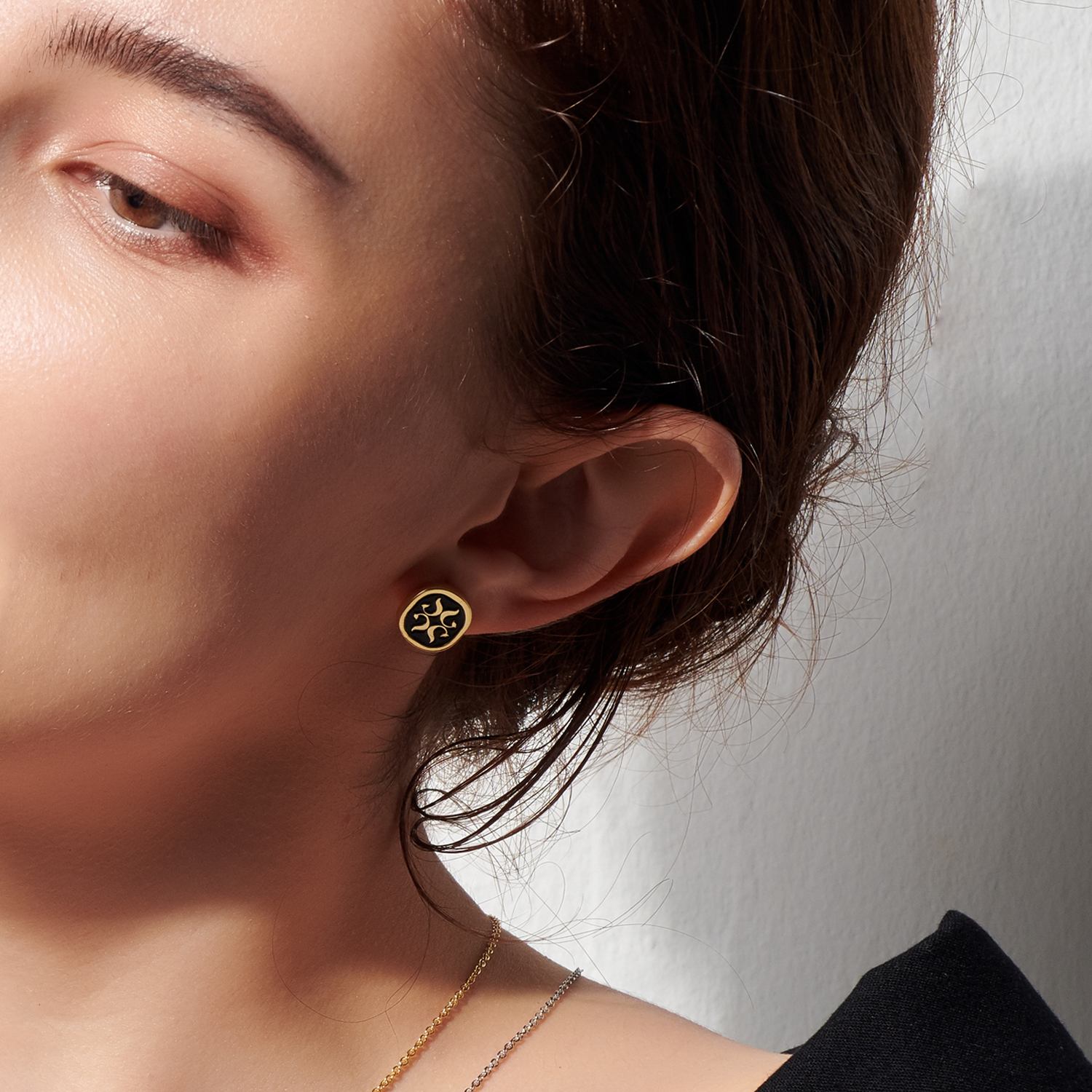 Vulpine Whisper 18K Gold Plated Sterling Silver Enamel Stud Earrings