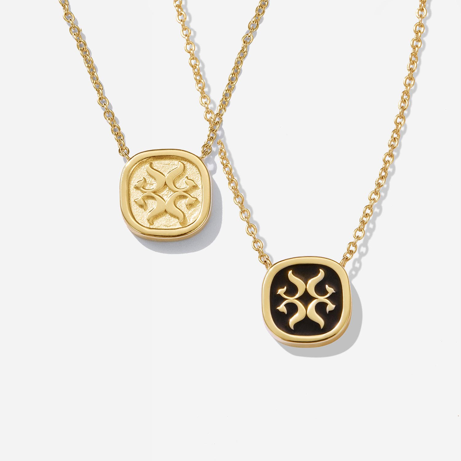Vulpine Whisper 18K Gold Plated Sterling Silver Enamel Pendant Necklace