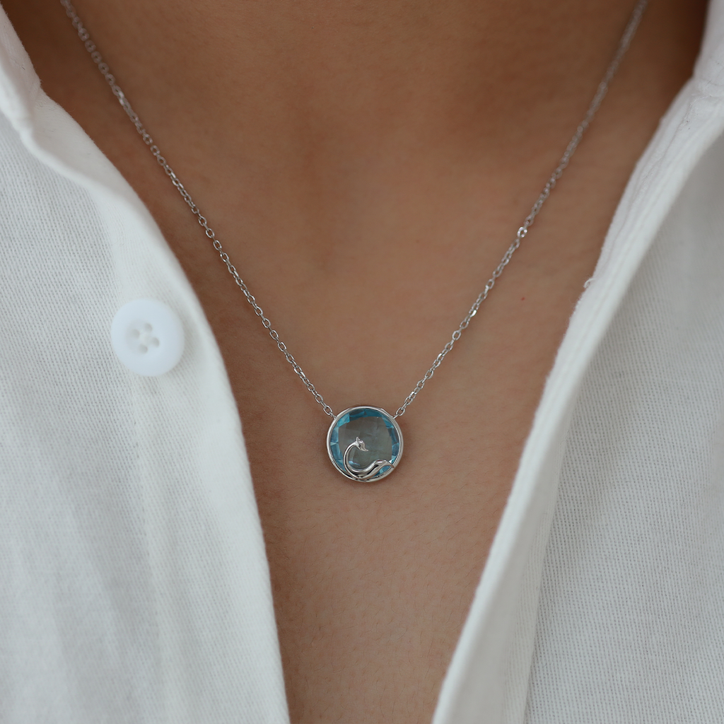 Cunning Muse Fox 18K Gold Plated Sterling Silver Natural Topaz Necklace