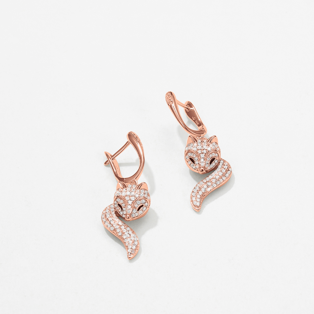 Golston Muse White Fox 18K Rose Gold Vermeil Cutie Stud Earings