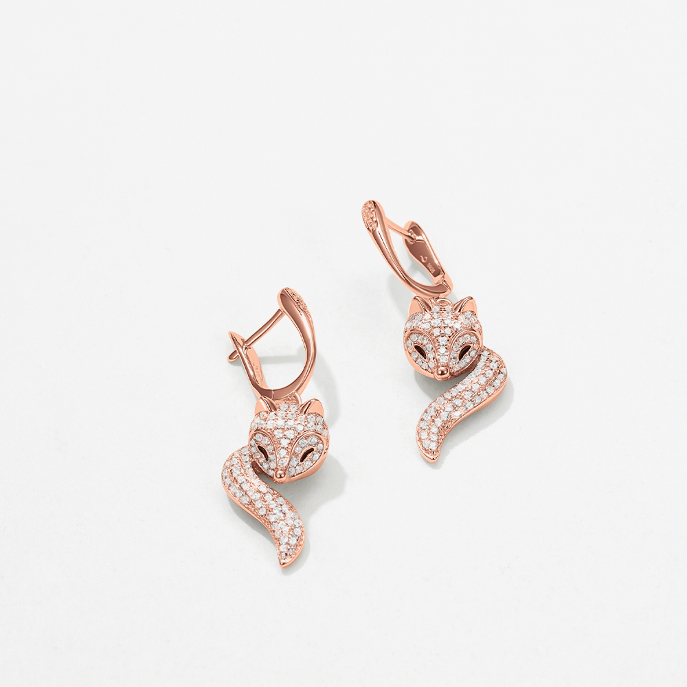 Golston Muse™ White Fox 14K Rose Gold Vermeil Cutie Stud Earings