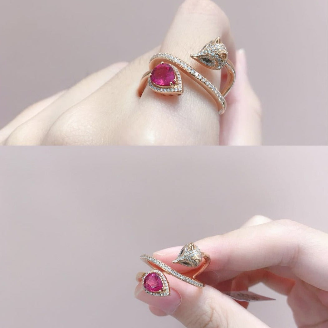 White Fox Drop-Shaped October Birthstone Ring
