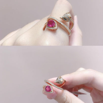 White Fox Drop-Shaped October Birthstone Ring