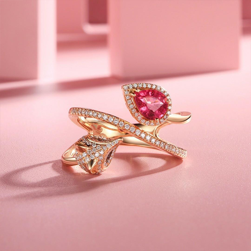 White Fox Drop-Shaped October Birthstone Ring