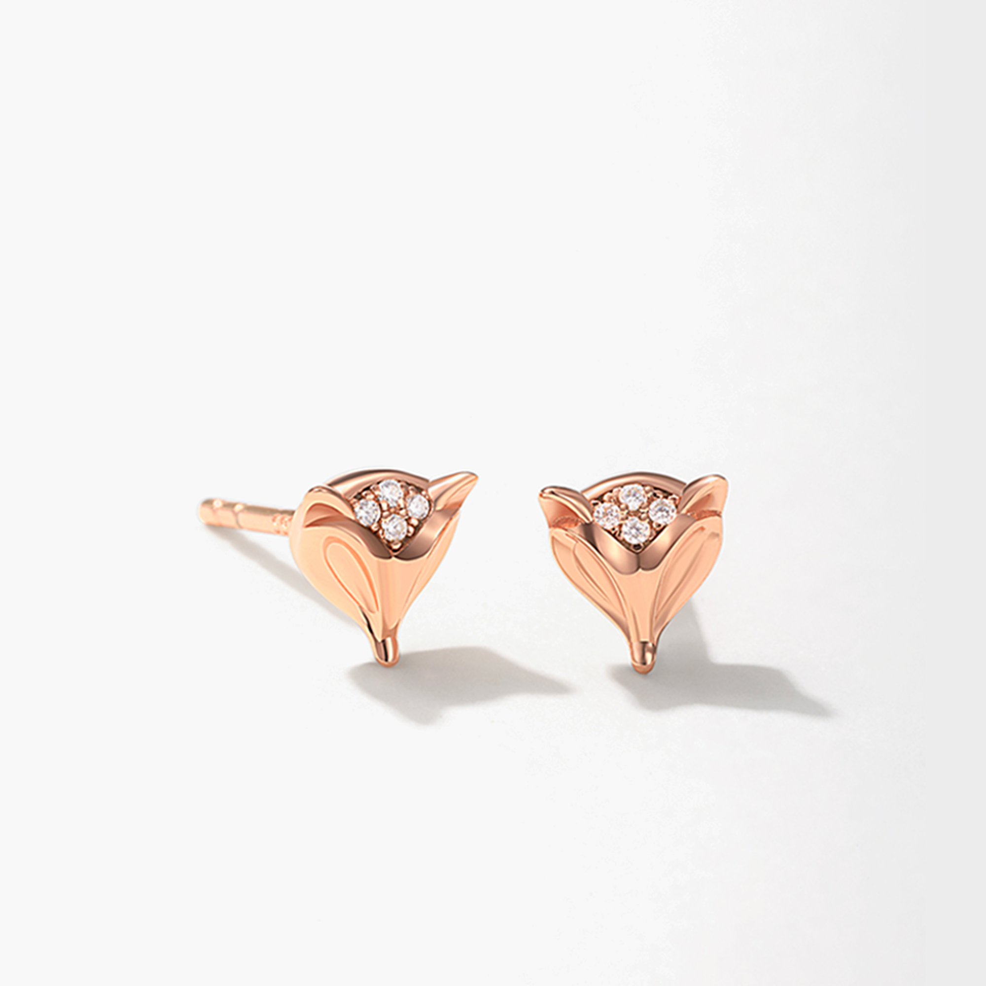 Cunning Muse White Fox 18K Rose Gold Vermeil Stud Earings