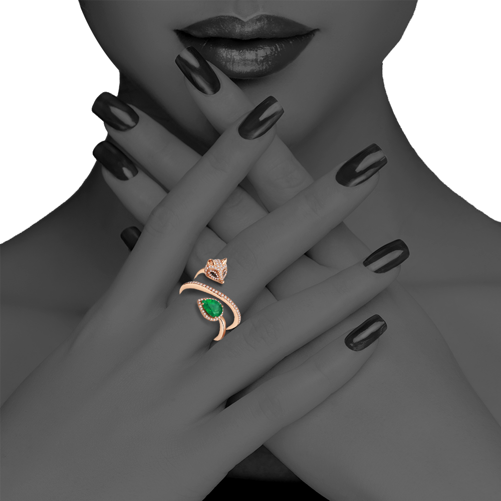 White Fox Drop-Shaped March Birthstone Ring