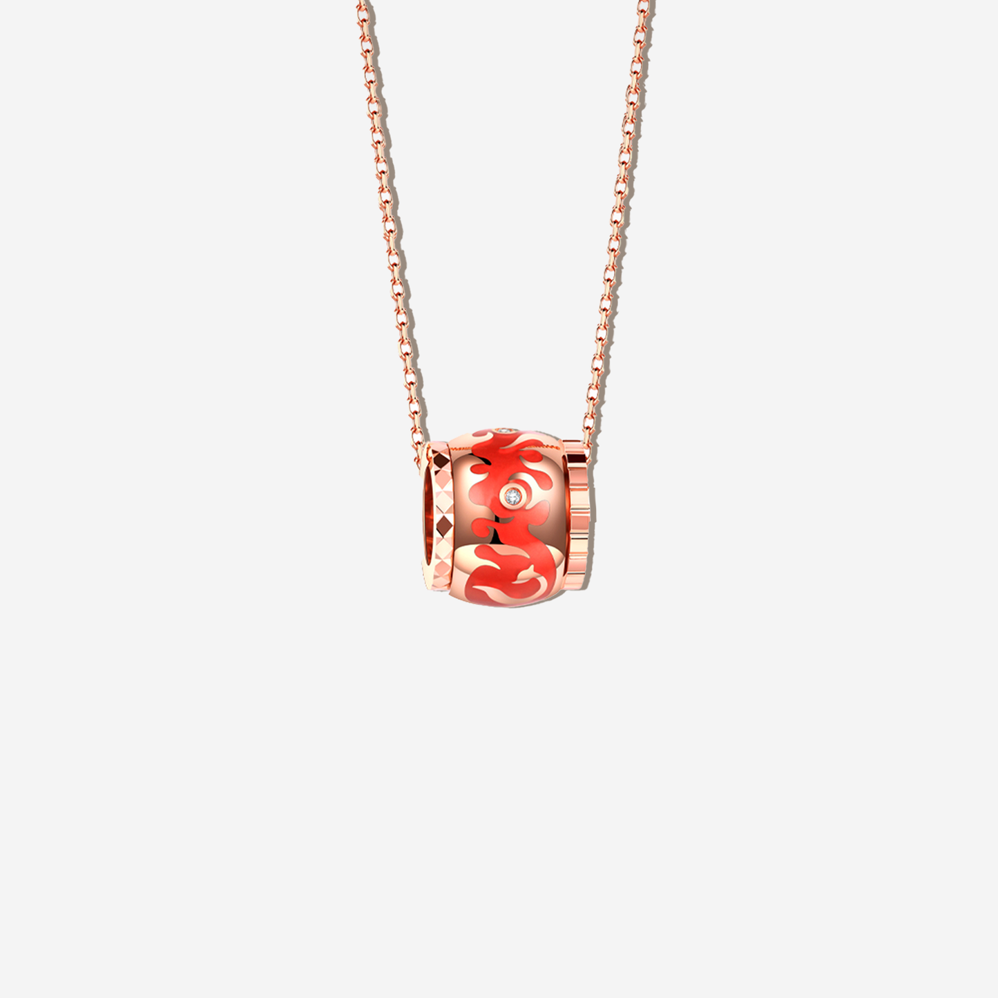 Golston Eng™ 18K Rose Gold&Diamond Red Enamel Necklace