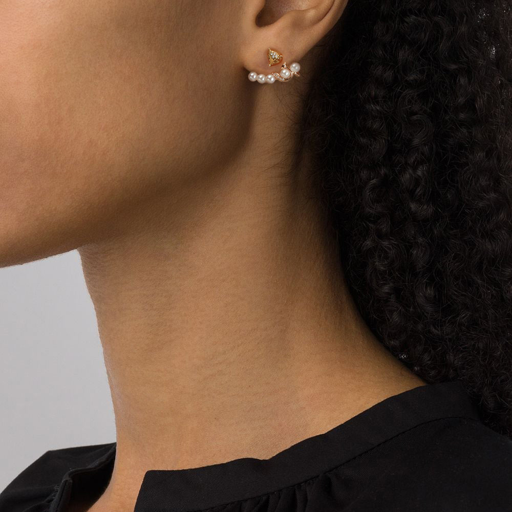 Golston Muse™ White Fox 14K Rose Gold Vermeil Pearl Cartilage Earings Charm