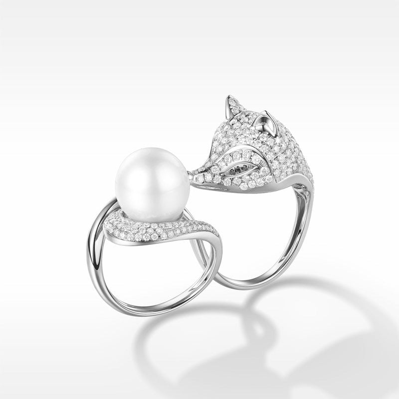 Golston Luxury 18K Rose Gold White Fox Diamond  Ring
