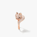Vulpine Whisper 18K Rose Gold Plated Sterling Sliver Fox Luxe Pavé Ring