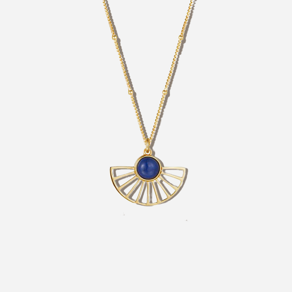 Golston Lapis Lazuli Semicircle 14K Gold Vermeil  Necklace