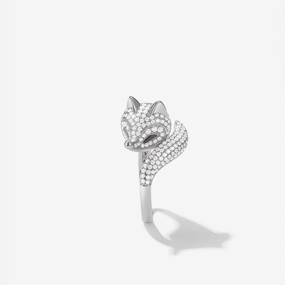 Golston Luxury™ 18K White Gold White Fox Diamond Ring