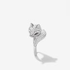 Vulpine Whisper 18K Gold Plated Sterling Sliver White Fox Luxe Pavé Ring