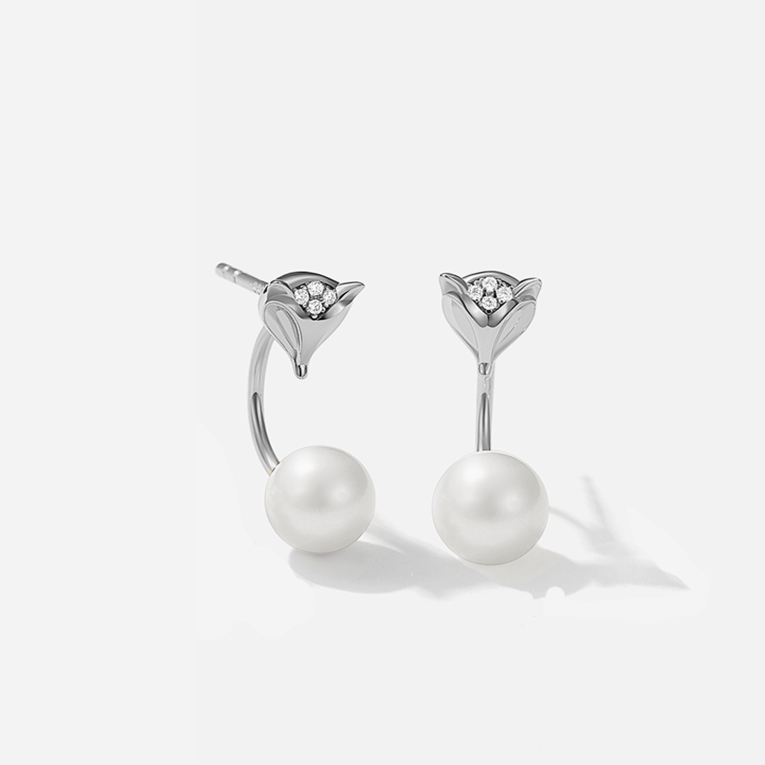 Cunning Muse Fox 18K Gold Plated Sterling Silver Natural Freshwater Pearl Hoop Earrings