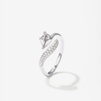 Vulpine Whisper 18K Rose Plated Sterling Silver White Fox Luxe Pavé Petite Ring