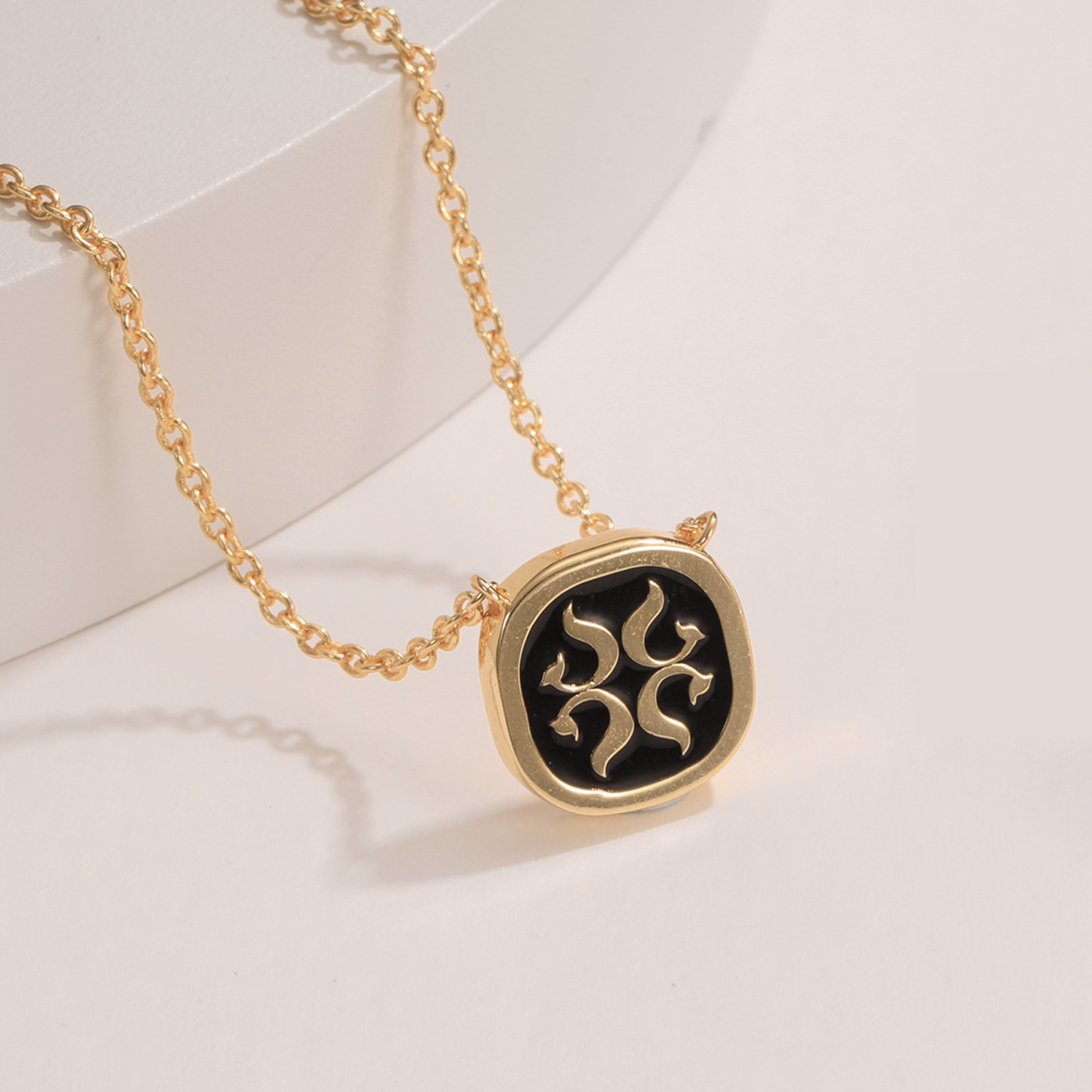 Vulpine Whisper 18K Gold Plated Sterling Silver Enamel Pendant Necklace