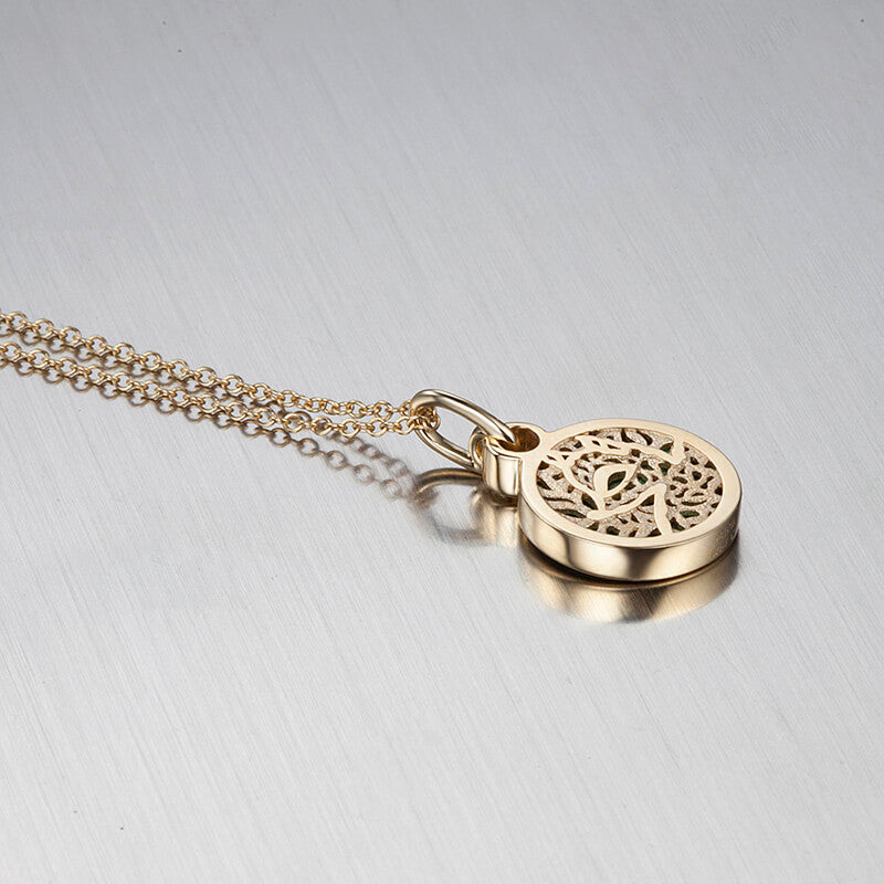 Vulpine Whisper 18K Gold Plated Sterling Silver Natural Malachite Petite Disc Necklace